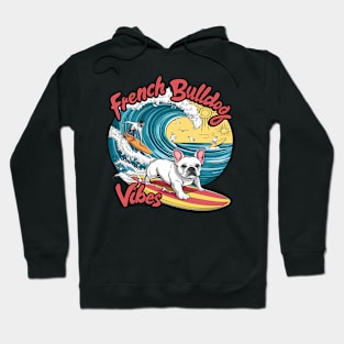 Surfing French Bulldog Catches Wave Hoodie